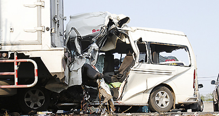 Bangkok Post - Passenger van hits truck, 8 killed, 3 injured