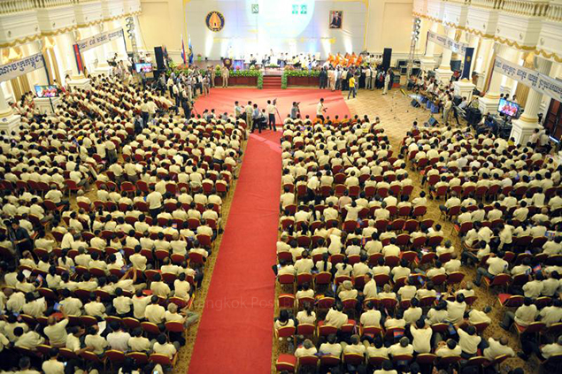 A general view of the Funcinpec congress in Phnom Penh. Cambodian Prince Norodom Ranariddh was officially named the head of the royalist party. — AFP