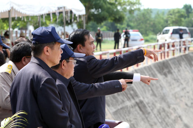 Prime Minister Prayut Chan-o-cha gestures during a recent inspection tour of a water management project. (Photo by Apichart Jinakul)