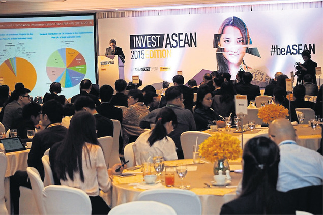 Participants listen to speakers at the Invest Asean conference in Bangkok, one of a series of country-themed events being staged across the region.