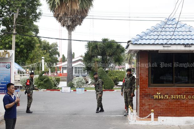 The entrance of the 11th Military Circle in Bangkok's Dusit district where the detainees are reportedly kept. (Photo by Thanarak Khunton)