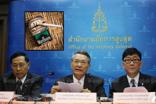 The Office of the Attorney General has prepared to indict Philip Morris in a tax evasion case but a World Trade Organisation ruling is giving pause. (Bangkok Post file photo) The Office of the Attorney General has prepared to indict Philip Morris in a tax evasion case but a World Trade Organisation ruling is giving pause. (Bangkok Post file photo)