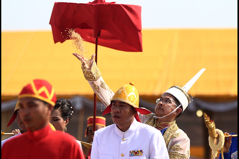 The annual Royal Ploughing Ceremony is held at Sanam Luang, Bangkok, on May 9. A prosperous economy, plentiful water and abundant food were forecast for this year, based on choices of food offerings eaten by the two sacred oxen, Phoem and Phoon, during the ceremony. - Seksan Rojjanametakun