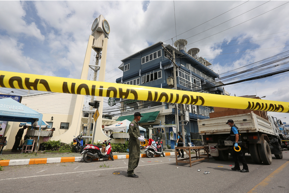 Two bombs go off near the Hua Hin clock tower. - Pattanapong Hirunard