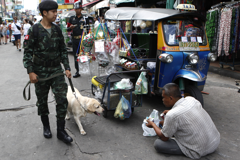 Authorities beef up security on Khao San Road, Bangkok. - Pattarapong Chatpattarasill