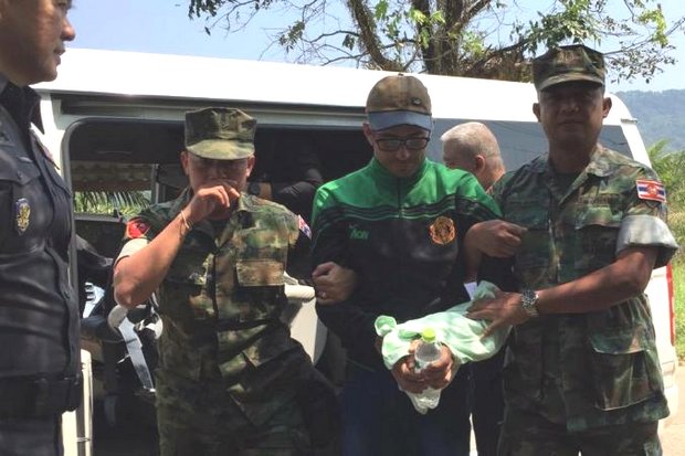 Police say Artur Segarra Princep, 37, abducted and killed a fellow Spaniard last week, then fled to Cambodia - where he was arrested and returned to Thailand Sunday. (Photos courtesy Immigration Bureau, Trat)