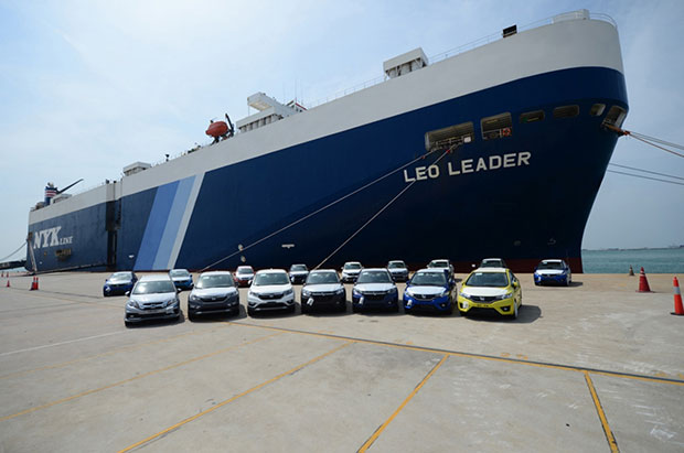 Honda vehicles, completely built-up units, ready to be loaded for export.(Photo supplied by the company)