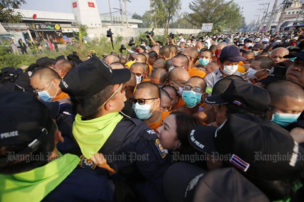 Monks, police clash, some injuries