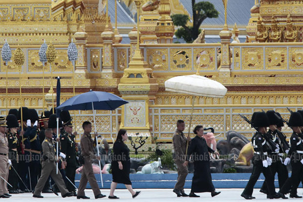 Her Royal Highness Princess Maha Chakri Sirindhorn attends the second rehearsal of the procession for the royal funeral of the late King Bhumibol on Sunday. (Photo by Patipat Janthong) Her Royal Highness Princess Maha Chakri Sirindhorn attends the second rehearsal of the procession for the royal funeral of the late King Bhumibol on Sunday. (Photo by Patipat Janthong)