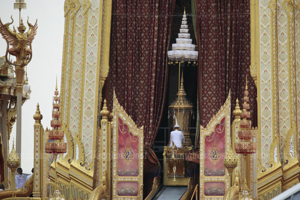 Late king's urn placed in royal crematorium