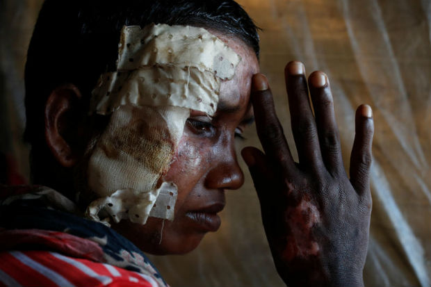 Rohingya refugee Momtaz Begum, 30, is pictured at Balukhali refugee camp in Bangladesh Oct 19, 2017. Begum told how soldiers came to her village demanding valuables. Rohingya refugee Momtaz Begum, 30, is pictured at Balukhali refugee camp in Bangladesh Oct 19, 2017. Begum told how soldiers came to her village demanding valuables.
