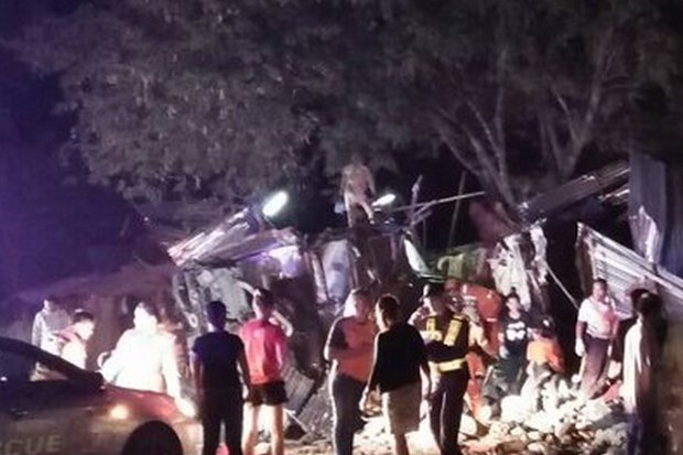 Horrific double-decker bus crash in Korat kills 18