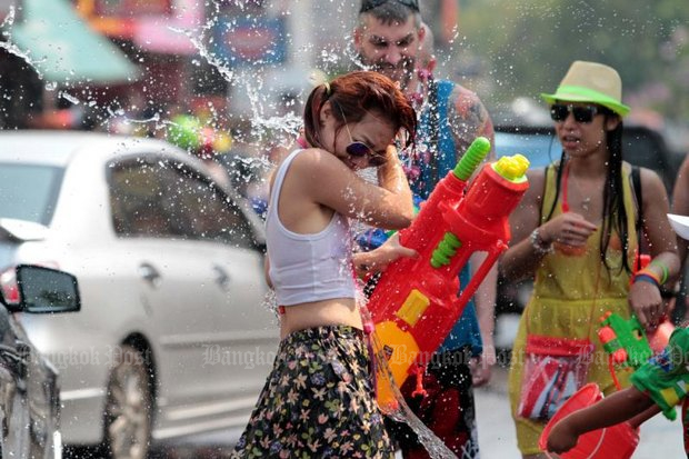 The Local Administration Department has advised all women to dress modestly during the Songkran holiday, or risk sexual harassment and assault. (File photo by Chanat Katanyu)