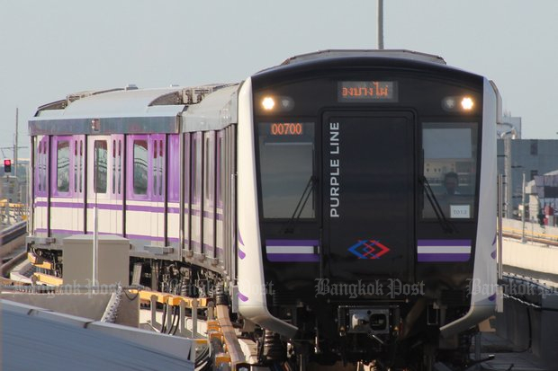 The Purple Line's 23.6km southern extension is to open in 2024 and run from Tao Pun to Rat Burana. (File photo)