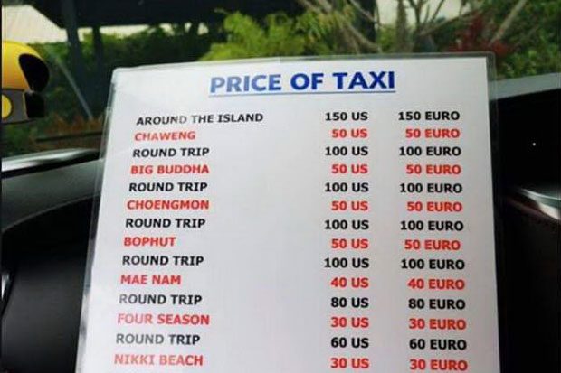 Samui cabbies told to use meters, end euro rip-off