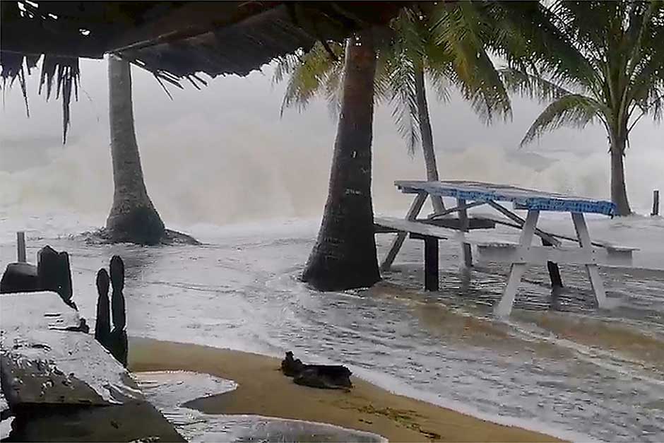 Jan 4: Pabuk, the first tropical storm hitting Thailand in three decades, made landfall in Pak Phanang district in Nakhon Si Thammarat. It left the country a day later with flooding in 18 provinces and three fatalities. — Sakulrat Sukanant