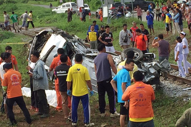 Bangkok Post - Two killed in Surat Thani pickup-train crash