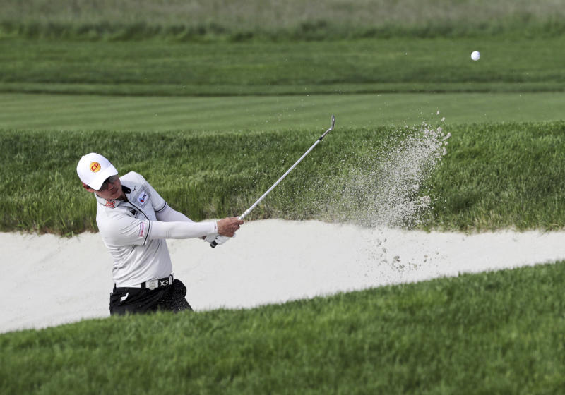 Jazz Janewattananond, of Thailand, hits out of a bunker on the 15th hole during the third round of the PGA Championship golf tournament on Saturday, in Farmingdale, NY, US. (AP photo) Jazz Janewattananond, of Thailand, hits out of a bunker on the 15th hole during the third round of the PGA Championship golf tournament on Saturday, in Farmingdale, NY, US. (AP photo)