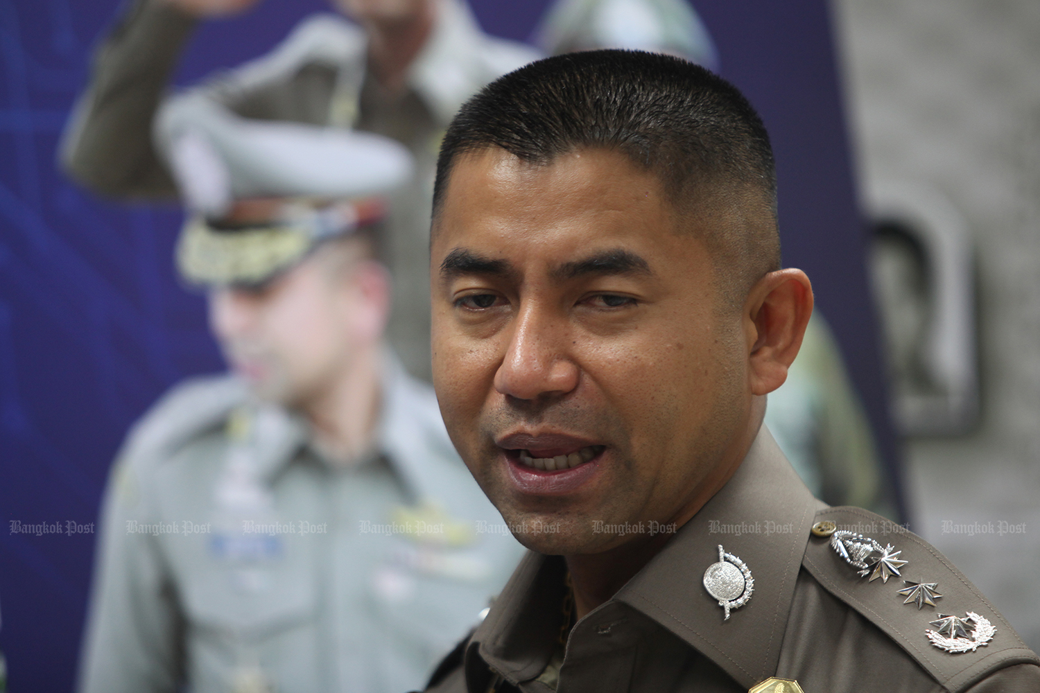 Police chief Pol Gen Chakthip Chaijinday and Deputy Prime Minister Prawit Wongsuwon both reject speculation of the return of Pol Lt Gen Surachate "Big Joke" Hakparn to the police force. (Bangkok Post file photo)