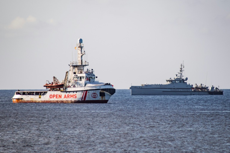The Open Arms vessel has been anchored off Lampedusa since last week. The Open Arms vessel has been anchored off Lampedusa since last week.