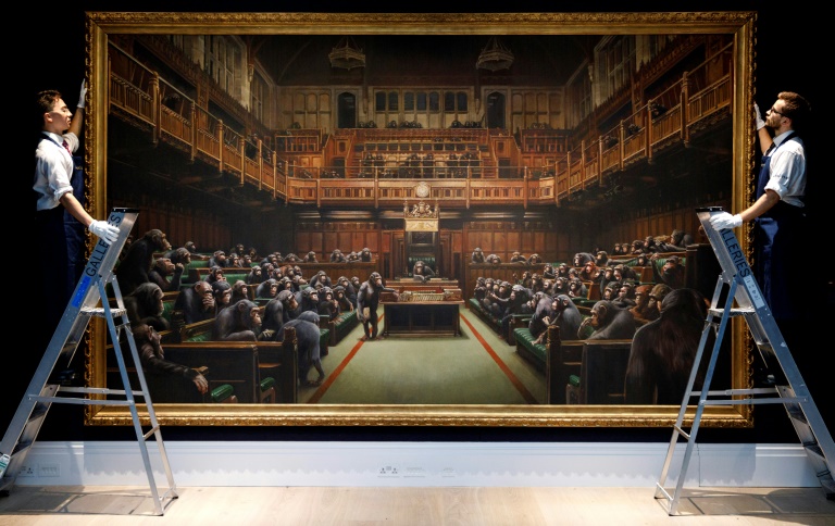 £9.9m chimp parliament painting smashes Banksy record