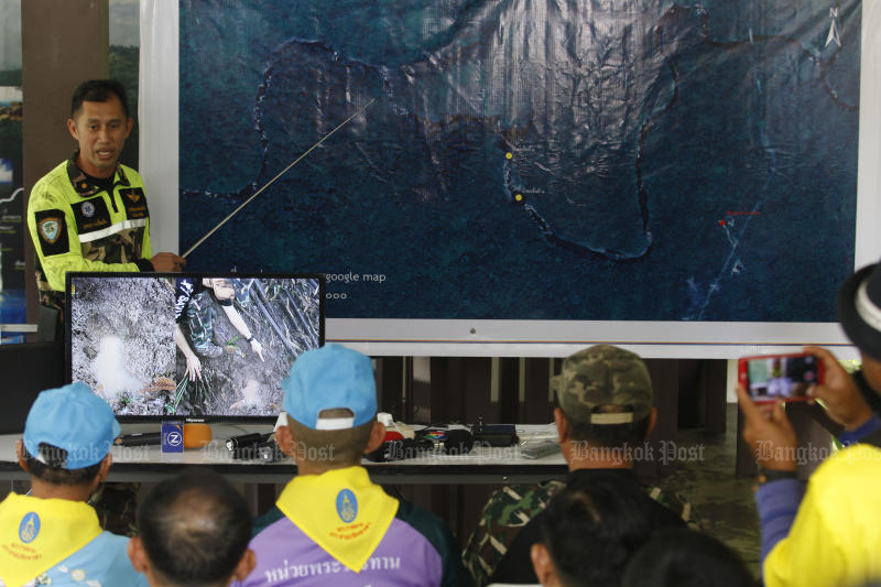 A park official shows the location where six wild elephants were found dead in Khao Yai National Park on Sunday. The bodies of five more were spotted in the same area on Tuesday. (Photo by Wichan Charoenkiatpakul) A park official shows the location where six wild elephants were found dead in Khao Yai National Park on Sunday. The bodies of five more were spotted in the same area on Tuesday. (Photo by Wichan Charoenkiatpakul)