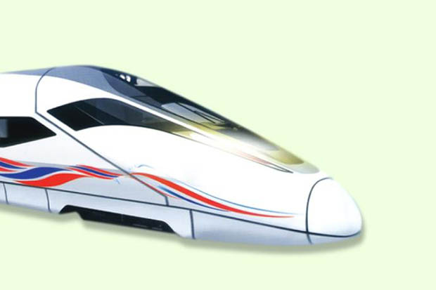 An artist's impression of the high-speed train for the track to be built by the Charoen Pokphand consortium connecting Suvarnabhumi, Don Mueang and U-tapao airports. (Photo from Charoen Pokphand Group)