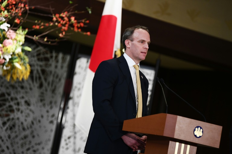 British Foreign Secretary Dominic Raab was in Tokyo on a four-nation Asian tour as London seeks new trade deals following Brexit British Foreign Secretary Dominic Raab was in Tokyo on a four-nation Asian tour as London seeks new trade deals following Brexit