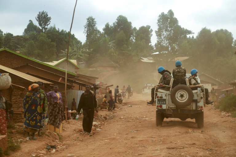 UN peacekeepers from Morocco carry out a patrol in the DR Congo in March 2020. UN peacekeepers from Morocco carry out a patrol in the DR Congo in March 2020.