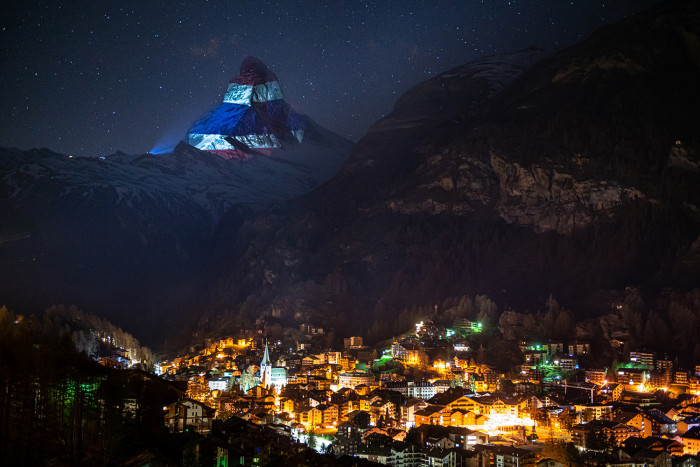Thai Flag Lights Up Swiss Peak In Solidarity Display Thai Flag Lights Up Swiss Peak In