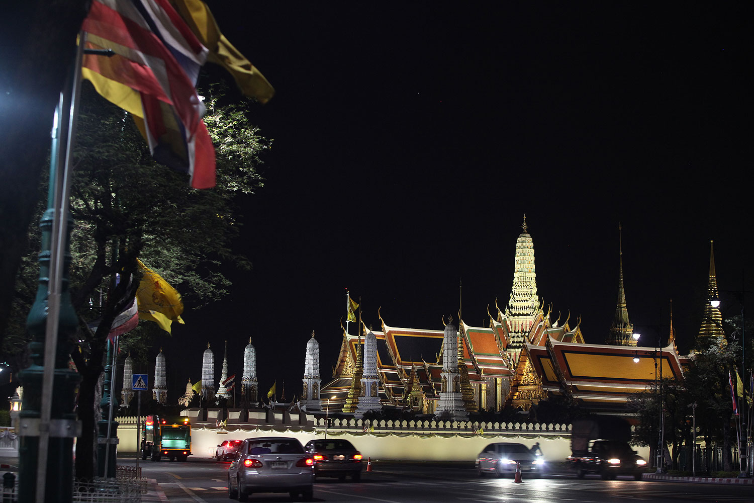 The area around the Grand Place was already quiet on Wednesday night, even before the night curfew started at 10pm. (Photo by Arnun Chonmahatrakool)