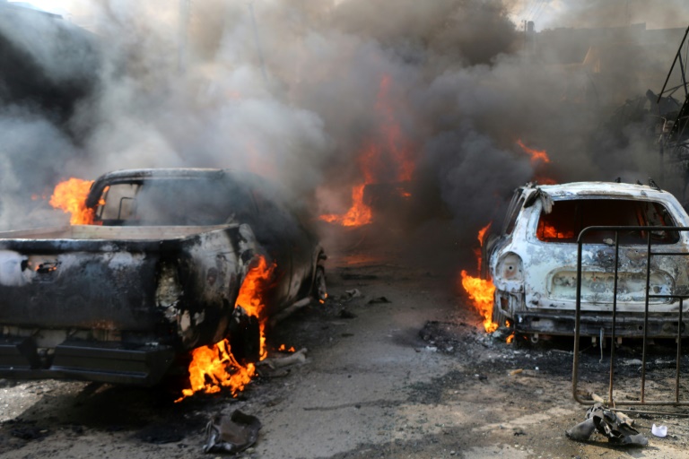 Pictures released by the Syrian Civil Defence rescue workers (the Pictures released by the Syrian Civil Defence rescue workers (the