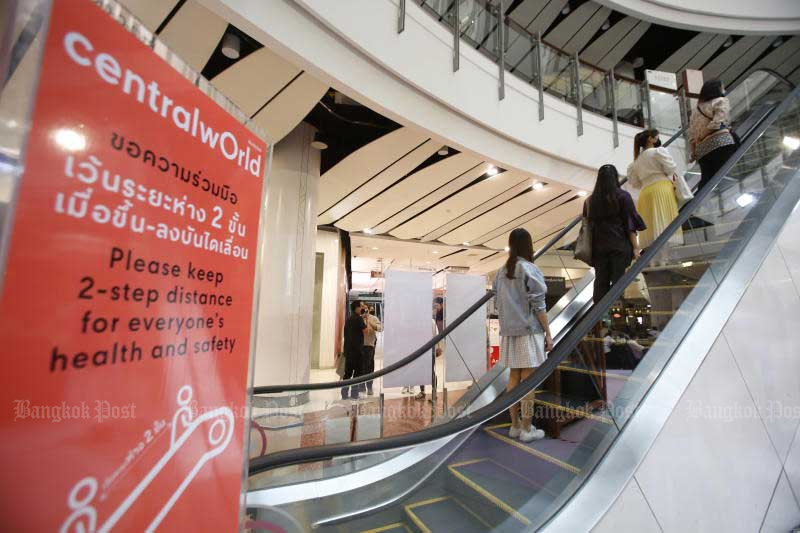 The CentralWorld shopping centre prepares to reopen after being closed since March 30. (Photo by Pornprom Satrabhaya)