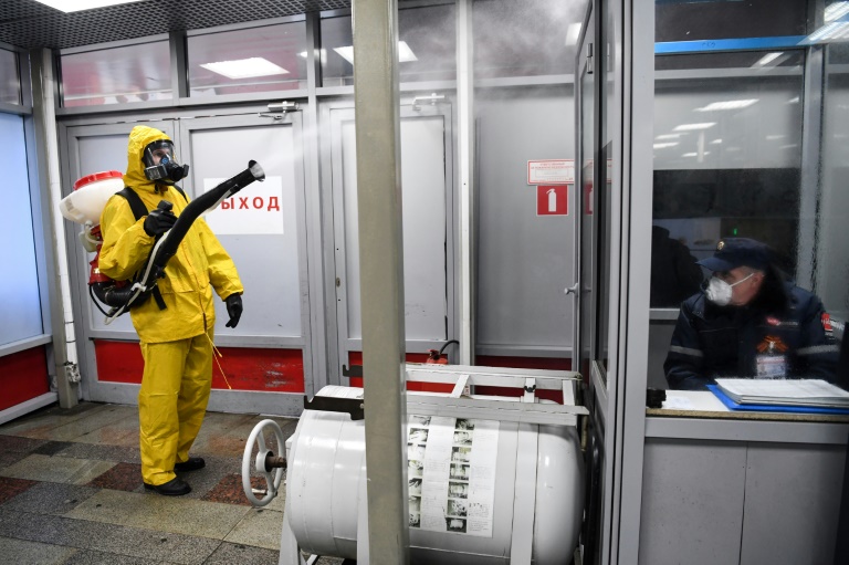 Russia's PM credited a nationwide lockdown and 'systematic work' over the past two months for slowing the rate of new infections. (AFP photo) Russia's PM credited a nationwide lockdown and 'systematic work' over the past two months for slowing the rate of new infections. (AFP photo)