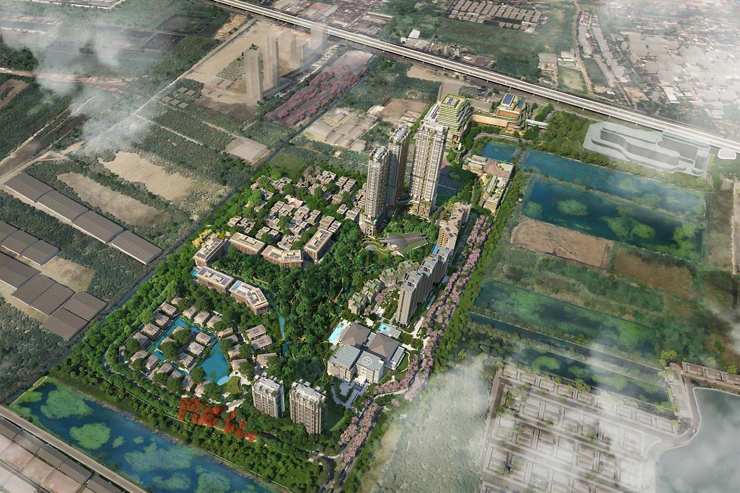 A digital rendition of The Forestias by Magnolia Quality Development Corporation. Situated on Bang Na-Trat Road KM7, The Forestias is one of the largest property development projects in Thailand, with an investment of 125 billion baht.