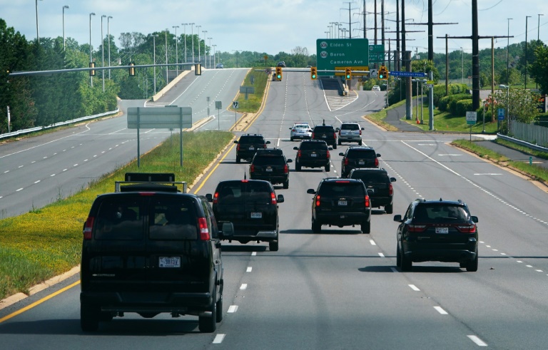 President Donald Trump's motorcade heads to one of his golf properties on May 23, 2020 President Donald Trump's motorcade heads to one of his golf properties on May 23, 2020