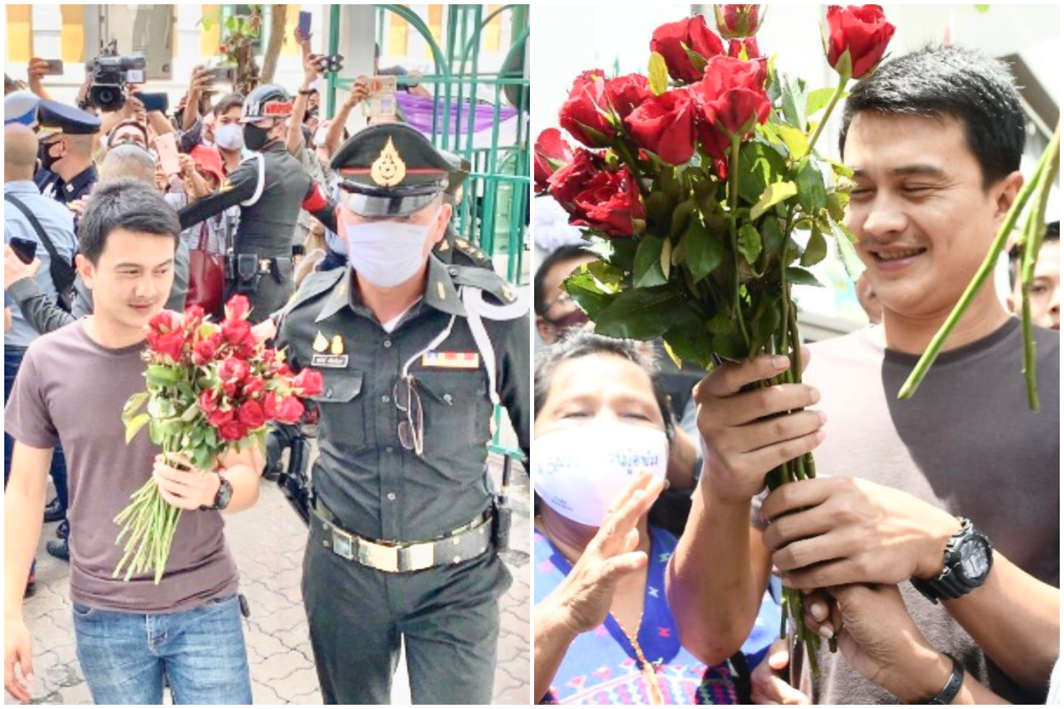 Sgt Narongchai Intarakawi is escorted to the Bangkok military court on Monday. Dozens of people came to give him moral support. (Photos by Wassana Nanuam) Sgt Narongchai Intarakawi is escorted to the Bangkok military court on Monday. Dozens of people came to give him moral support. (Photos by Wassana Nanuam)