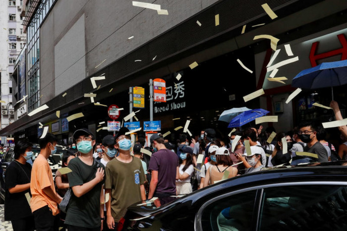 Hong Kong protest slogan illegal, city government says