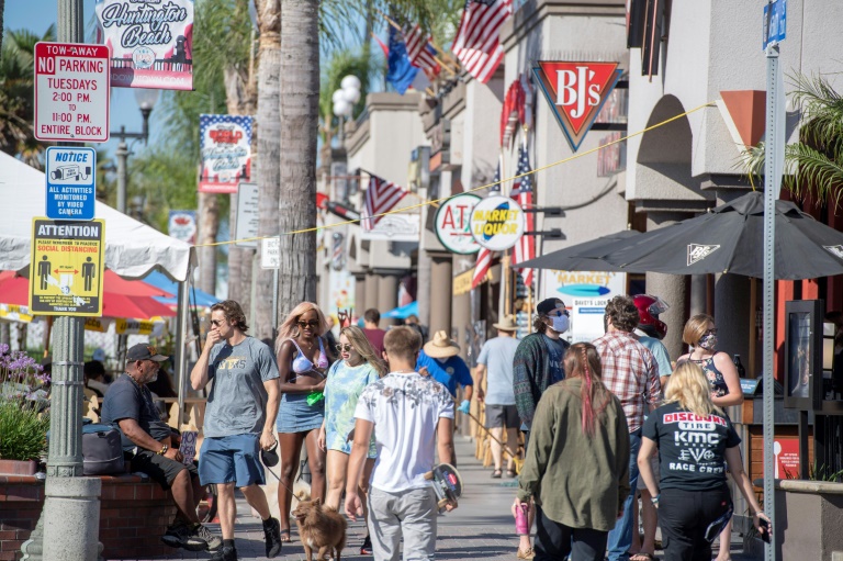 Orange County Sheriff Don Barnes has said he won't enforce California's statewide mask order including in cities such as Huntington Beach, seen here on July 16, 2020. Orange County Sheriff Don Barnes has said he won't enforce California's statewide mask order including in cities such as Huntington Beach, seen here on July 16, 2020.