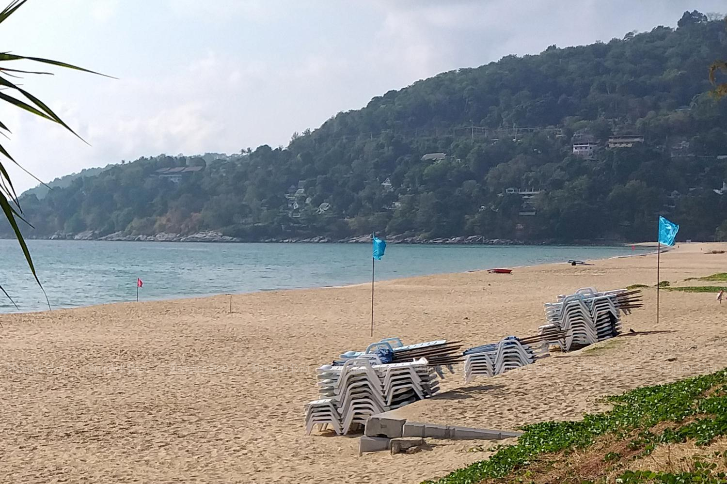 A sign at Patong beach, Phuket, notifying visitors of temporary closure during the Covid-19 outbreak earlier this year.  Photo by Achadtaya Chuenniran