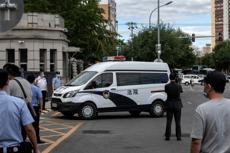 A police van carrying Ren Zhiqiang, a Chinese tycoon and outspoken critic of President Xi Jinping, arrives at court at the beginning of his trial earlier this month. A police van carrying Ren Zhiqiang, a Chinese tycoon and outspoken critic of President Xi Jinping, arrives at court at the beginning of his trial earlier this month.