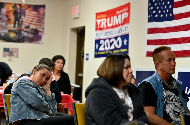 Locals in Old Forge, Pennsylvania, watch the first debate between president Donald Trump and his challenger Joe Biden Locals in Old Forge, Pennsylvania, watch the first debate between president Donald Trump and his challenger Joe Biden