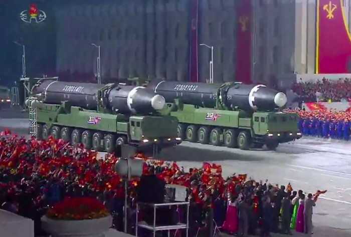 North Korea shows off giant missiles