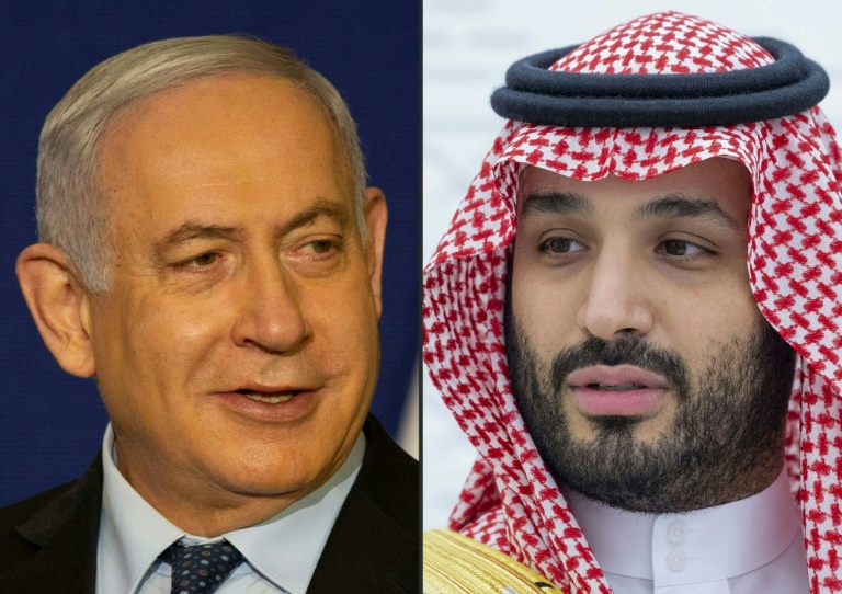 Israeli Prime Minister Benjamin Netanyahu (left) and Saudi Crown Prince Mohammed bin Salman (right); the two reportedly met in secret with US Secretary of State Mike Pompeo in the Saudi city of NEOM on Sunday Israeli Prime Minister Benjamin Netanyahu (left) and Saudi Crown Prince Mohammed bin Salman (right); the two reportedly met in secret with US Secretary of State Mike Pompeo in the Saudi city of NEOM on Sunday