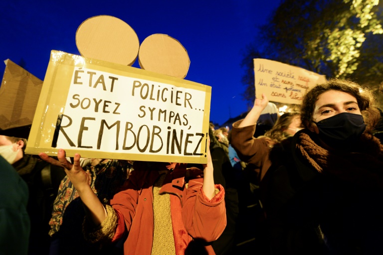 French protestors rally in Nantes on Friday against the new security law with more demonstrations expected on Saturday French protestors rally in Nantes on Friday against the new security law with more demonstrations expected on Saturday