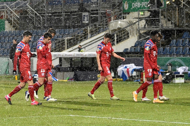 Bayern Munich's stars trudge off after their shock German Cup defeat. Bayern Munich's stars trudge off after their shock German Cup defeat.