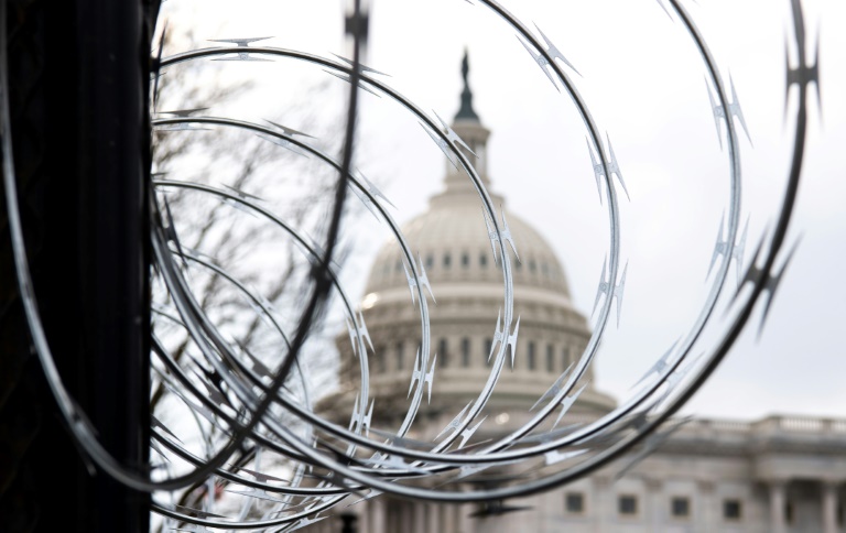 Barbed wire surround the US Capitol ahead of next week's presidential inauguration of Joe Biden Barbed wire surround the US Capitol ahead of next week's presidential inauguration of Joe Biden
