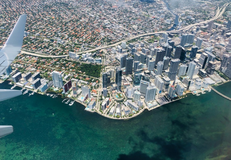 This file photo from May 22, 2019, shows an aerial view of Miami; the Florida metropolis, already a financial hub, is striving to become a leading technology hub as well This file photo from May 22, 2019, shows an aerial view of Miami; the Florida metropolis, already a financial hub, is striving to become a leading technology hub as well