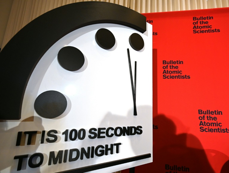 The 'Doomsday Clock' will remain at 100 seconds to midnight, the Bulletin of the Atomic Scientists said, amid the threats from Covid-19, nuclear war and climate change. The 'Doomsday Clock' will remain at 100 seconds to midnight, the Bulletin of the Atomic Scientists said, amid the threats from Covid-19, nuclear war and climate change.