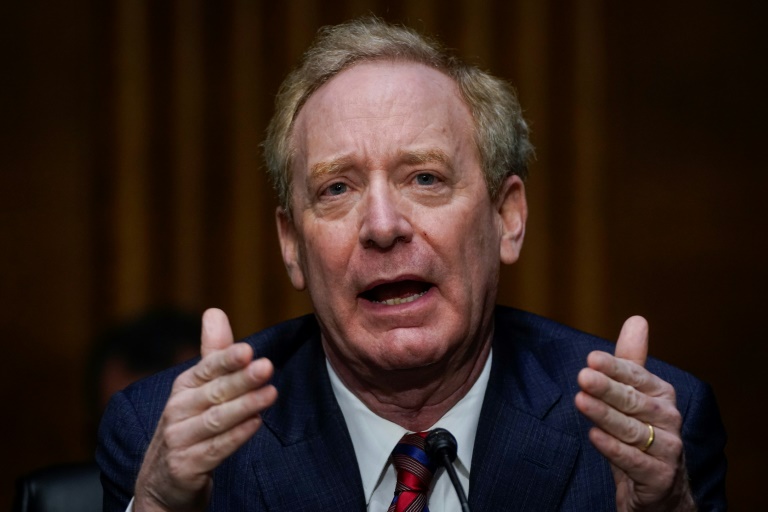 Microsoft President Brad Smith speaks during a Senate Intelligence Committee hearing on the SolarWind hack, which he attributed to Russian intelligence Microsoft President Brad Smith speaks during a Senate Intelligence Committee hearing on the SolarWind hack, which he attributed to Russian intelligence